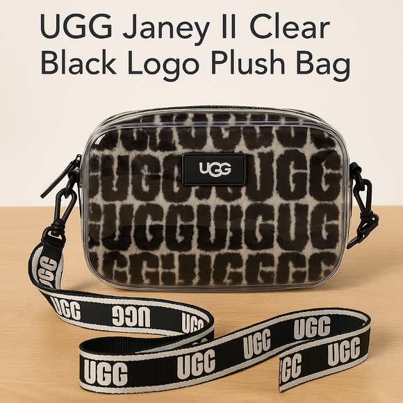 UGG Janey II Clear Black Logo Plush Bag. 

*** Great preloved condition *** - Picture 1 of 7